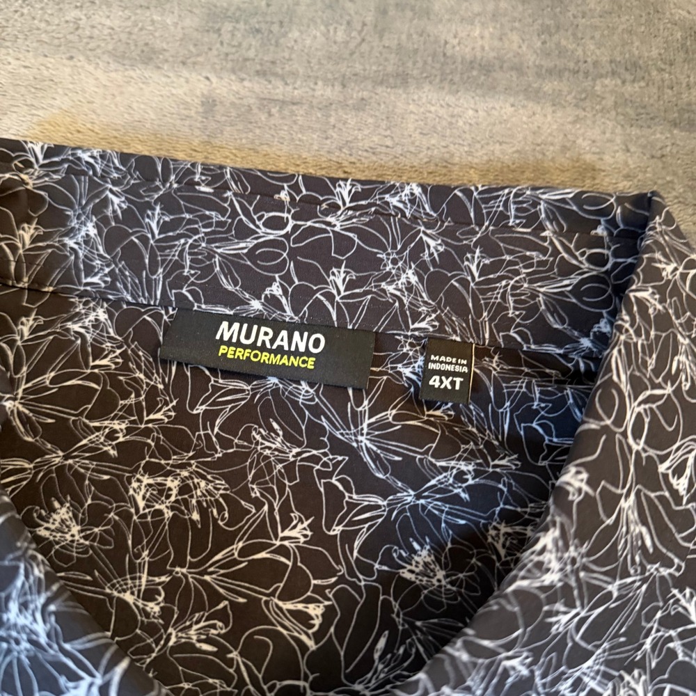 Murano Performance Button Up Shirt Mens 4XT Black Blue Floral Quick Dry NWT - Picture 2 of 11